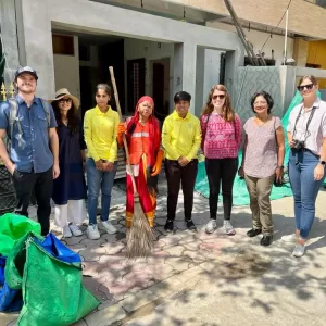 GMI representatives with waste management workers on a study tour of Indore, India.