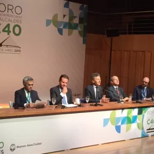 Panelists at the C40 Latin American Mayors Forum in Brazil, 2015.