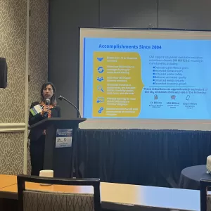 Monica Shimamura, former director of the GMI Secretariat, presenting at the 2022 Global Methane Forum in Washington, D.C., United States.