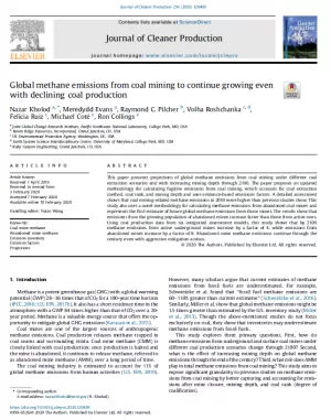 thumb for Global Methane Emissions from Coal Mining to Continue Growing Even with Declining Coal Production